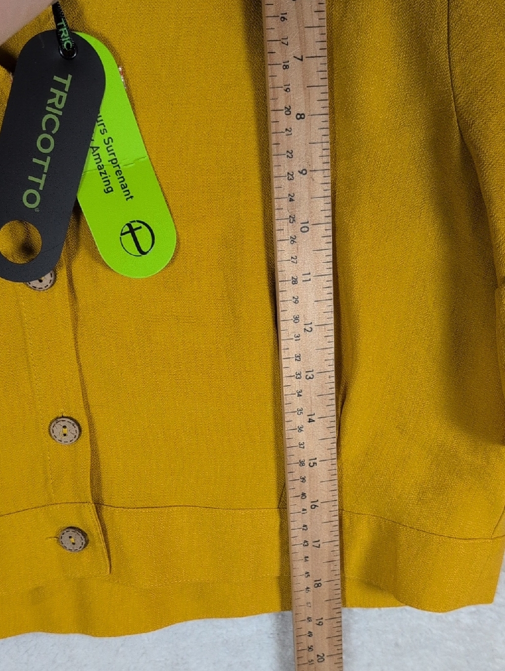 535-Tricotto Mustard Yellow Button-Front Cropped Button Down - Picture 5 of 5